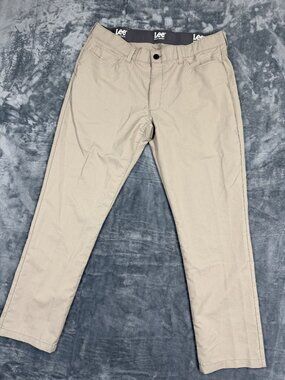 Lee Golf Series Mens Khaki Pants 38x30 Relaxed Fit Polyester Blend